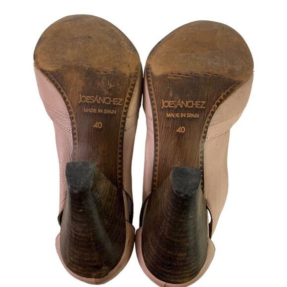 Joe Sanchez Womens Blush Leather Pumps Studded Chunky Heels Point Toe Shoes 40/9 - Picture 16 of 16